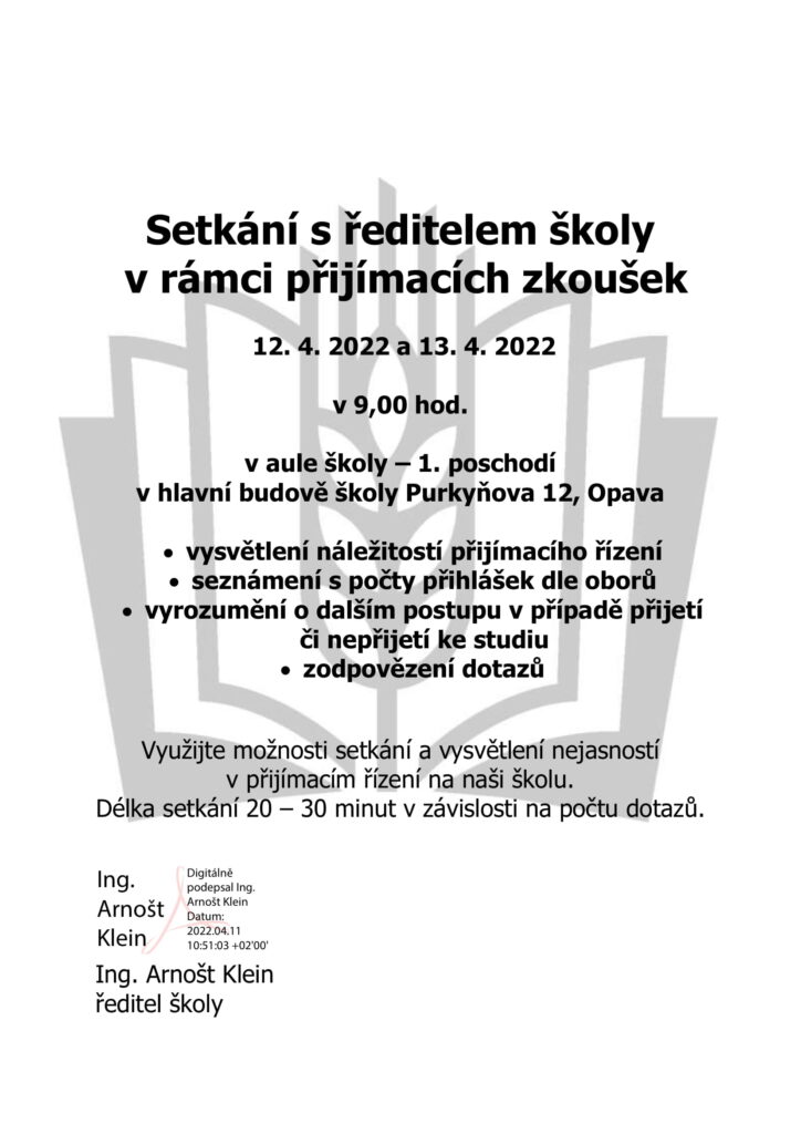 Setkání s ředitelem školy